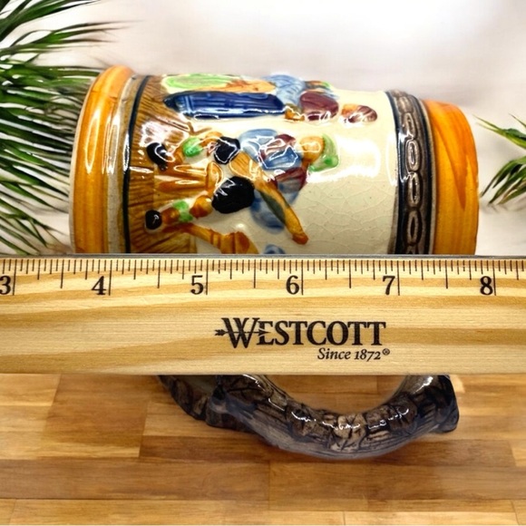 VINTAGE Made in Japan Hand-Painted Ceramic Beer Stein Mug Tavern Scene - Picture 8 of 9